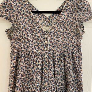 Floral Babydoll Blouse with Scalloped Neckline
